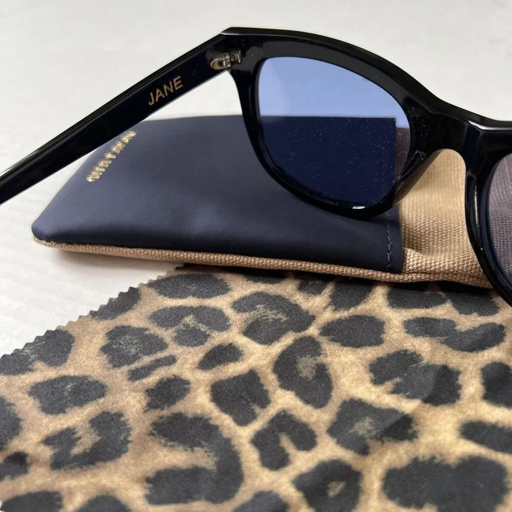 Veronica Beard Jane Square Frame Sunglasses Black NWB